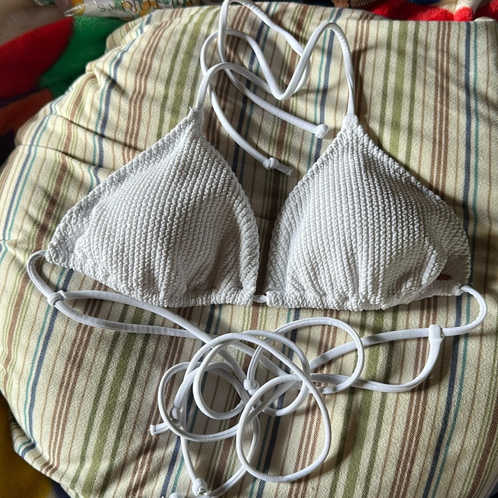 PINK Triangle Crinkle Bikini Top